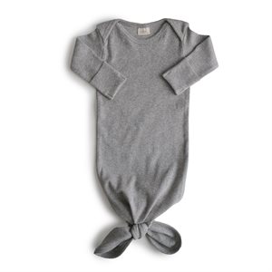 Mushie Ribbed Knotted Baby Gown - Gray Melange